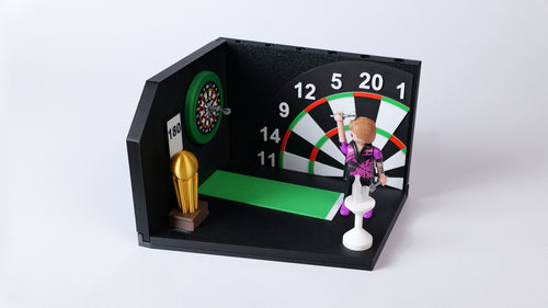 Diorama für einen Spielzeugdartspieler einer bekannten Marke